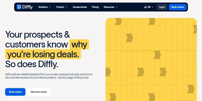Page d’accueil du site Diffly, analyse win-loss et retours clients