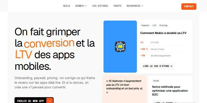 Page d’accueil du site FirstApp, agence de création d’apps mobiles