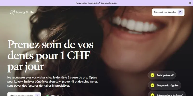 Page d’accueil du site Lovely Smile, abonnement de prévention dentaire